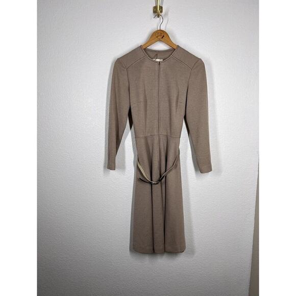 Vintage 1960s Kay Windsor Zip Front Dress Size 12 Belted Secretary Long - Picture 4 of 7